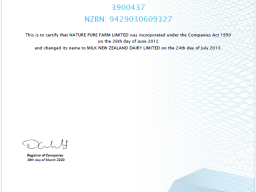 Milk New Zealand Dairy Limited is a Registered New Zealand Company with the NZ Companies Office.